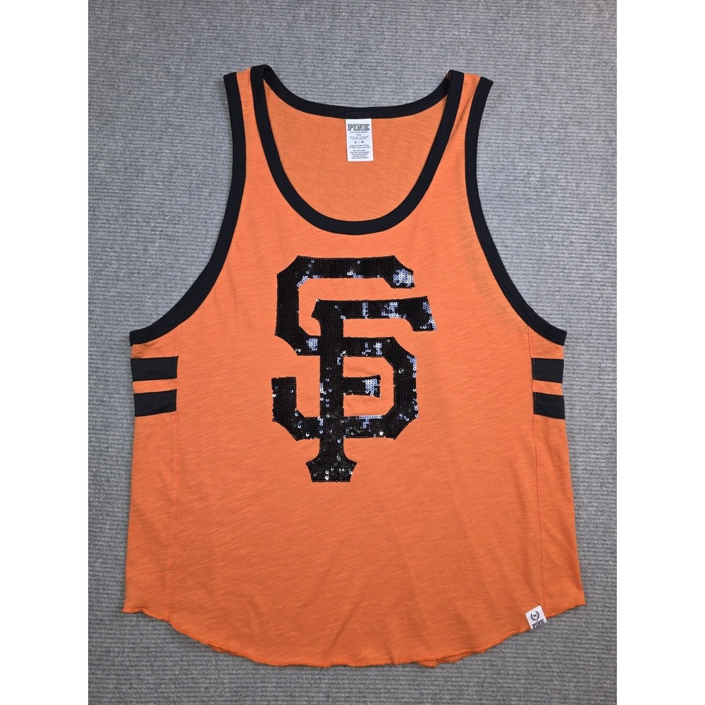 PINK Victoria Secret San Francisco Giants Black Sequins Tank Top Women's Size M